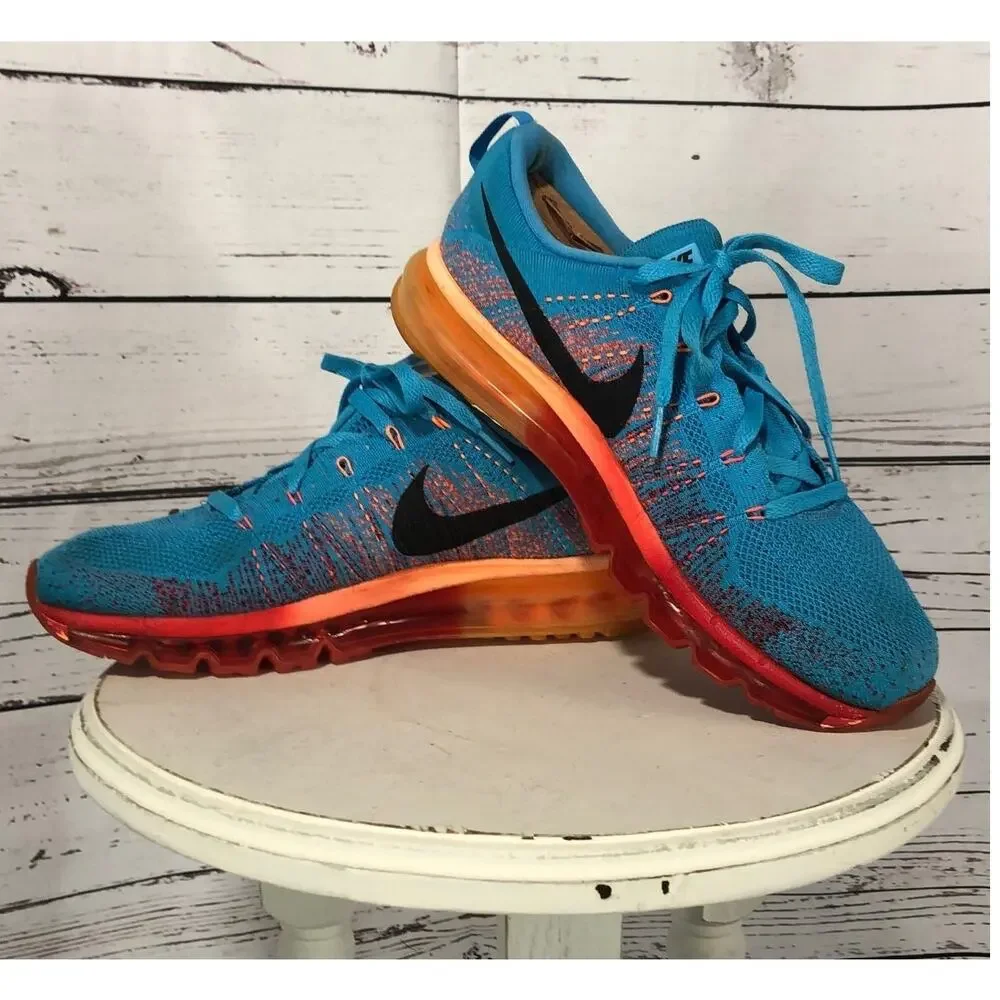 Nike Flyknit Air Max (Vivid Blue/Atomic Orange) size 10